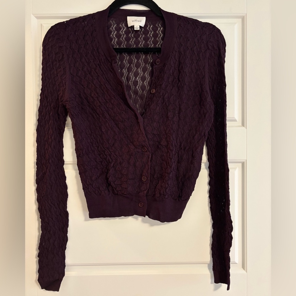 PRE-OWNED Wilfred Deep Purple Textured Cardigan | S